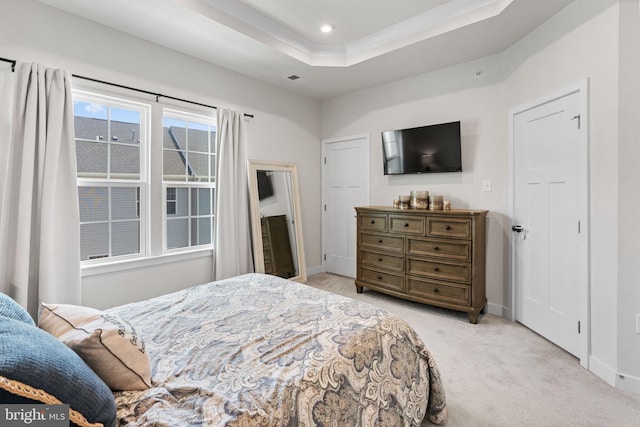 28 Boot Ln, Gilbertsville, PA 19525 - bedroom featuring light carpet, a raised ceiling, and recessed lighting