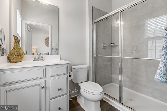 28 Boot Ln, Gilbertsville, PA 19525 - bathroom featuring vanity, a shower stall, and wood finished floors