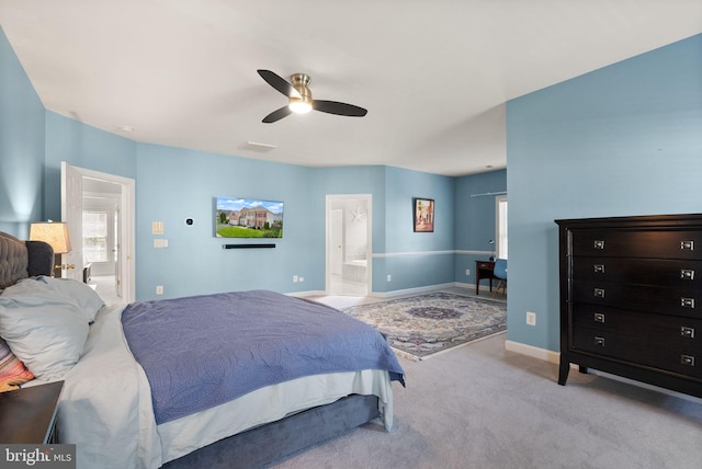14512 Penderlea Ct, Gainesville, VA 20155 - bedroom with carpet flooring, multiple windows, connected bathroom, and ceiling fan