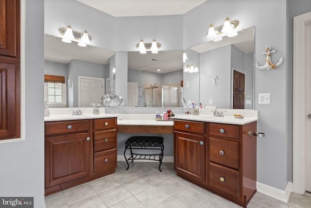 14512 Penderlea Ct, Gainesville, VA 20155 - full bathroom featuring tile patterned flooring, vanity, and a shower stall