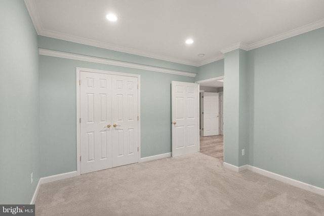 14512 Penderlea Ct, Gainesville, VA 20155 - unfurnished bedroom with crown molding, carpet, recessed lighting, and a closet