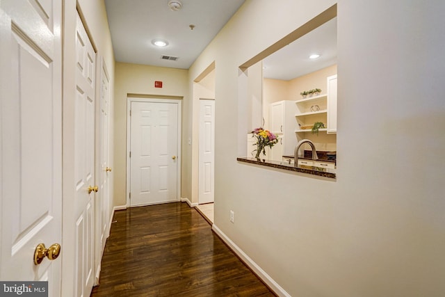 6532 Grange Ln Unit 103, Alexandria, VA 22315 - corridor with dark wood-type flooring and recessed lighting