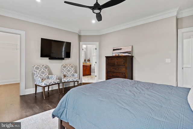 2740 Allen Glen Dr, Mechanicsburg, PA 17055 - bedroom with ornamental molding, a walk in closet, wood finished floors, recessed lighting, and a ceiling fan