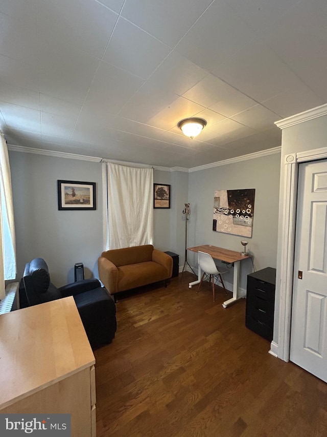 3030 Edgemont St, Philadelphia, PA 19134 - office area with crown molding and dark wood-style floors