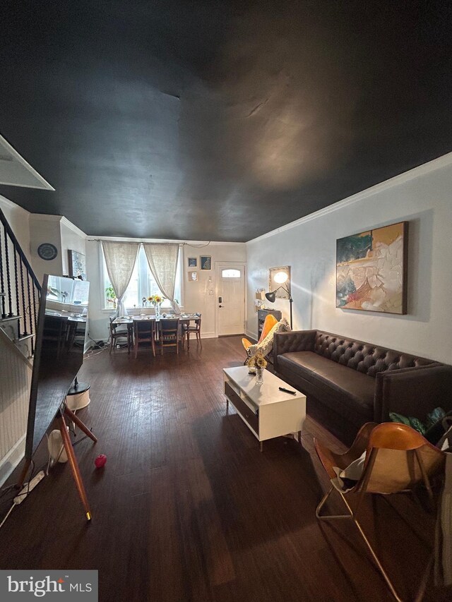 3030 Edgemont St, Philadelphia, PA 19134 - living area featuring stairway and wood finished floors