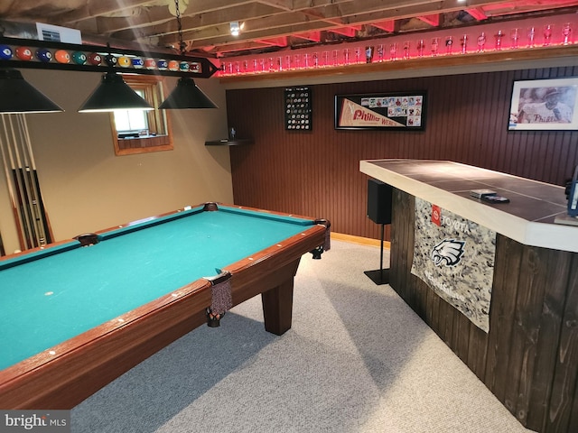 540 Weadley Rd, King Of Prussia, PA 19406 - recreation room with carpet, billiards table, and a dry bar