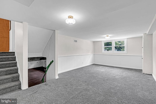 1528 Stuyvesant Ave, Trenton, NJ 08618 - below grade area with carpet flooring and stairs