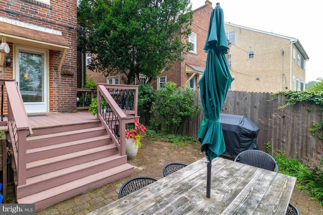 16 E Abington Ave, Philadelphia, PA 19118 - wooden deck with outdoor dining space and a fenced backyard