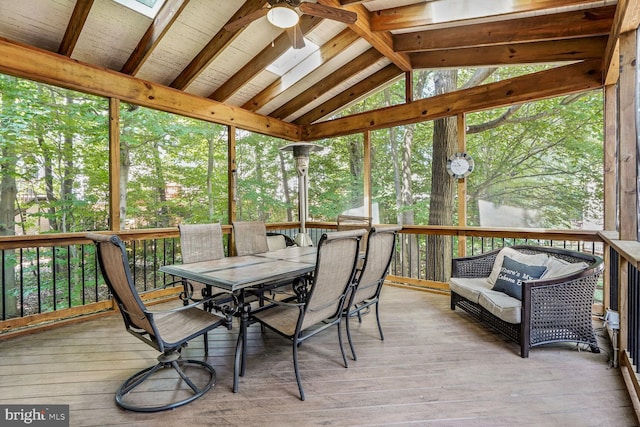 47643 Rhyolite Pl, Sterling, VA 20165 - sunroom / solarium featuring ceiling fan, vaulted ceiling, outdoor dining area, and plenty of natural light