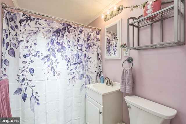 8905 Dewees St, Philadelphia, PA 19152 - bathroom featuring vanity, crown molding, and curtained shower