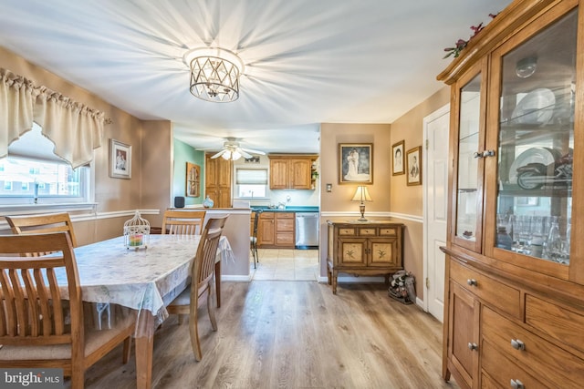 8905 Dewees St, Philadelphia, PA 19152 - dining space with light wood finished floors, healthy amount of natural light, and a ceiling fan