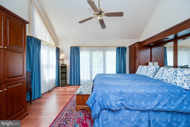 14 Quail Ridge Dr, Reading, PA 19607 - bedroom featuring vaulted ceiling, hardwood / wood-style floors, and ceiling fan