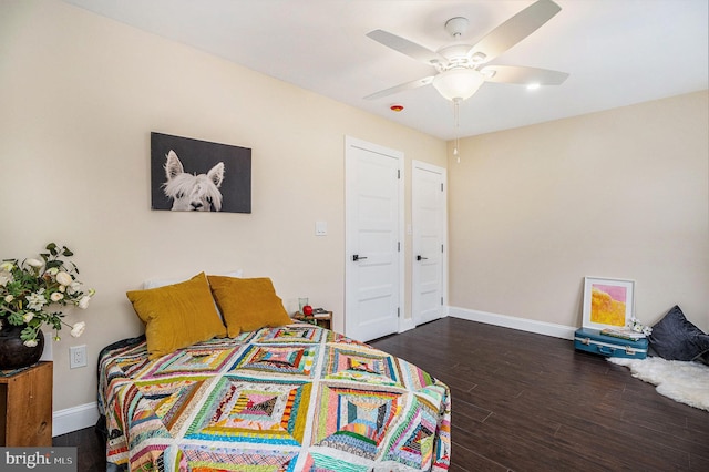 4641 Fernhill Rd, Philadelphia, PA 19144 - bedroom with dark wood finished floors and a ceiling fan