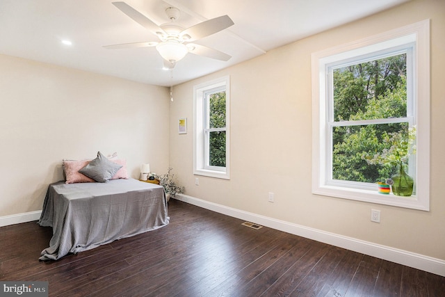 4641 Fernhill Rd, Philadelphia, PA 19144 - bedroom with dark wood finished floors and ceiling fan