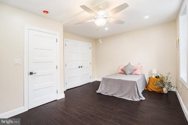 4641 Fernhill Rd, Philadelphia, PA 19144 - bedroom featuring dark wood-type flooring, ceiling fan, and recessed lighting