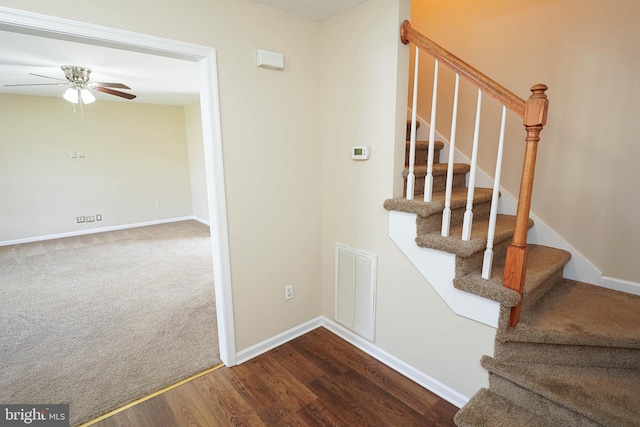 1322 Aspen Dr, Salisbury, MD 21804 - stairs with ceiling fan and wood finished floors