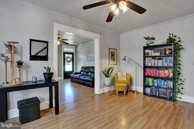 3314 Orchard Pl, Reading, PA 19605 - sitting room with ceiling fan, wood finished floors, and crown molding