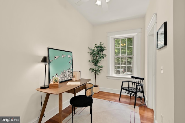 1833 S St NW Unit 2, Washington, DC 20009 - office area featuring wood finished floors and ceiling fan