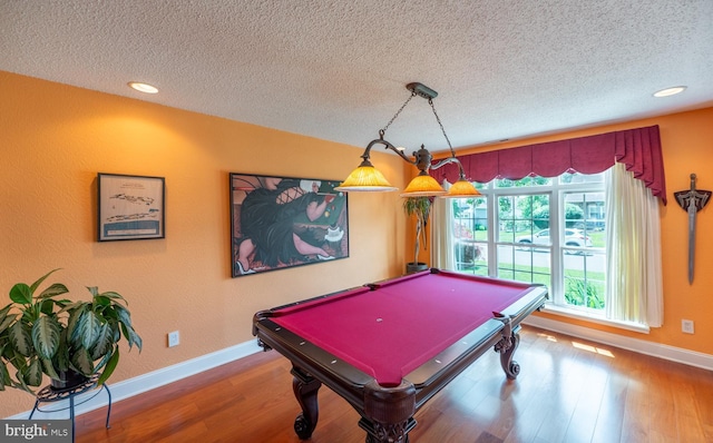 1421 Custom House Sq, Bensalem, PA 19020 - rec room with a textured ceiling, wood finished floors, pool table, and recessed lighting