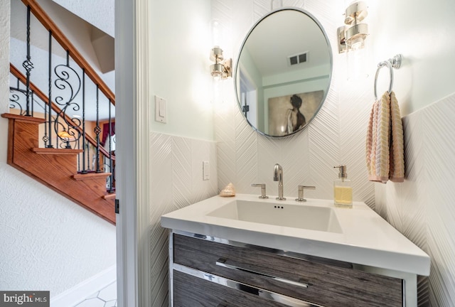 1421 Custom House Sq, Bensalem, PA 19020 - bathroom with vanity and a wainscoted wall