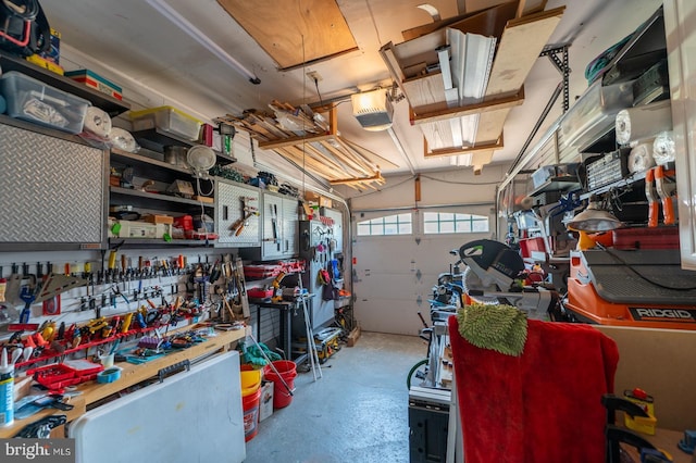 1421 Custom House Sq, Bensalem, PA 19020 - garage with a garage door opener and a workshop area