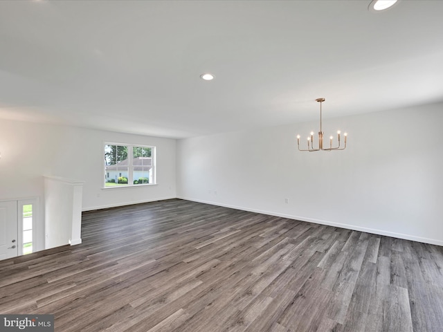 564 Monocacy Trl, Spring Grove, PA 17362 - unfurnished living room with a chandelier, dark wood finished floors, and recessed lighting