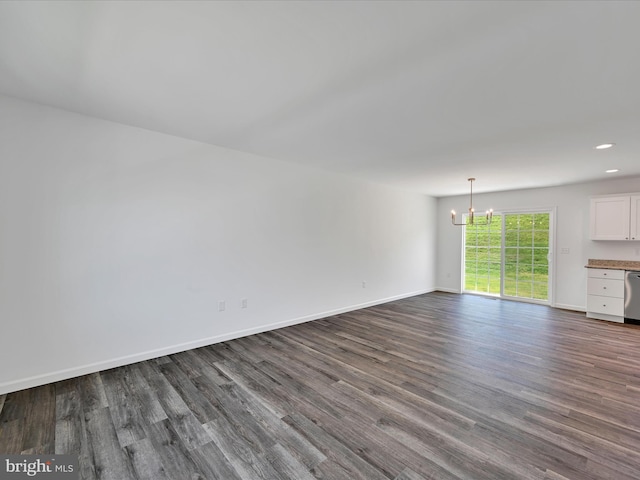 564 Monocacy Trl, Spring Grove, PA 17362 - unfurnished living room featuring a chandelier, dark wood finished floors, and recessed lighting