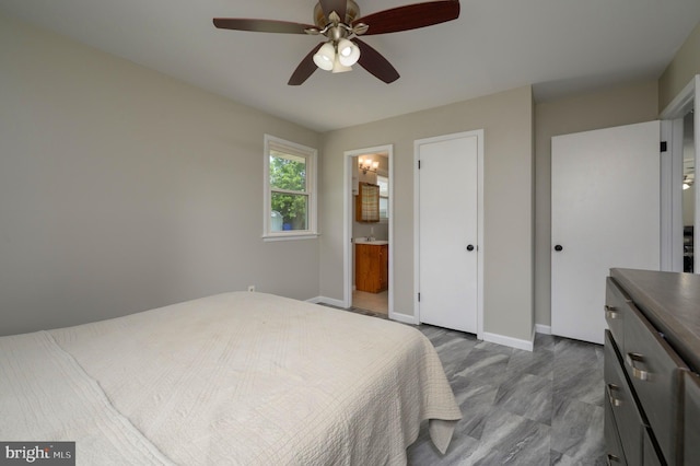 616 Dartmouth Ave, Cinnaminson, NJ 08077 - bedroom featuring connected bathroom and ceiling fan