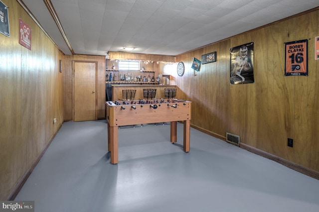 616 Dartmouth Ave, Cinnaminson, NJ 08077 - rec room with wood walls and concrete floors
