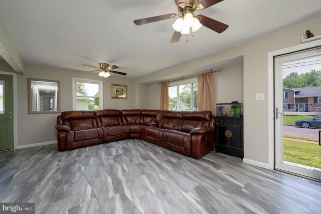 616 Dartmouth Ave, Cinnaminson, NJ 08077 - living room featuring ceiling fan and baseboards