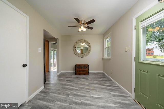 616 Dartmouth Ave, Cinnaminson, NJ 08077 - foyer with plenty of natural light, a ceiling fan, and light wood-type flooring