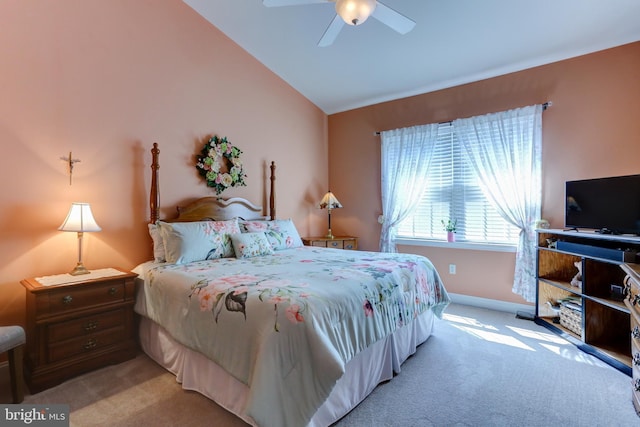 6210 Thornhill Ln, Mechanicsburg, PA 17050 - carpeted bedroom featuring vaulted ceiling and a ceiling fan