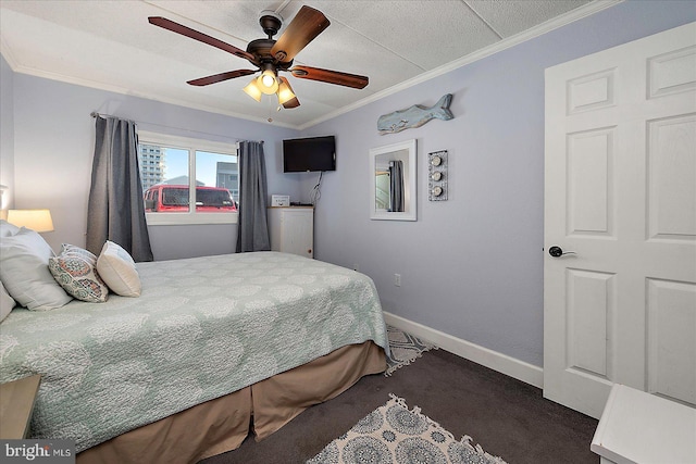 4 46th St Unit 101, Ocean City, MD 21842 - bedroom featuring crown molding, carpet floors, and ceiling fan