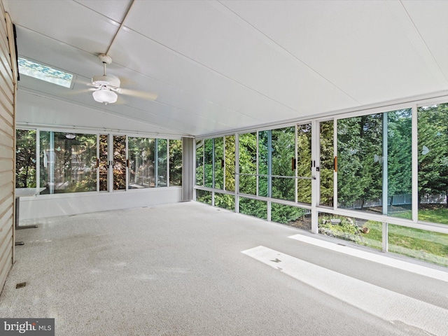 1505 Ridge Forest Way, Hanover, MD 21076 - unfurnished sunroom with a ceiling fan, vaulted ceiling, and plenty of natural light