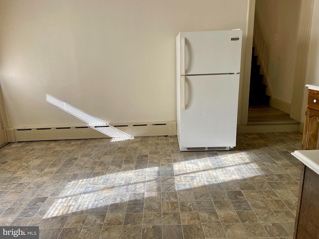 363 New St, Pottstown, PA 19464 - kitchen with freestanding refrigerator and baseboard heating