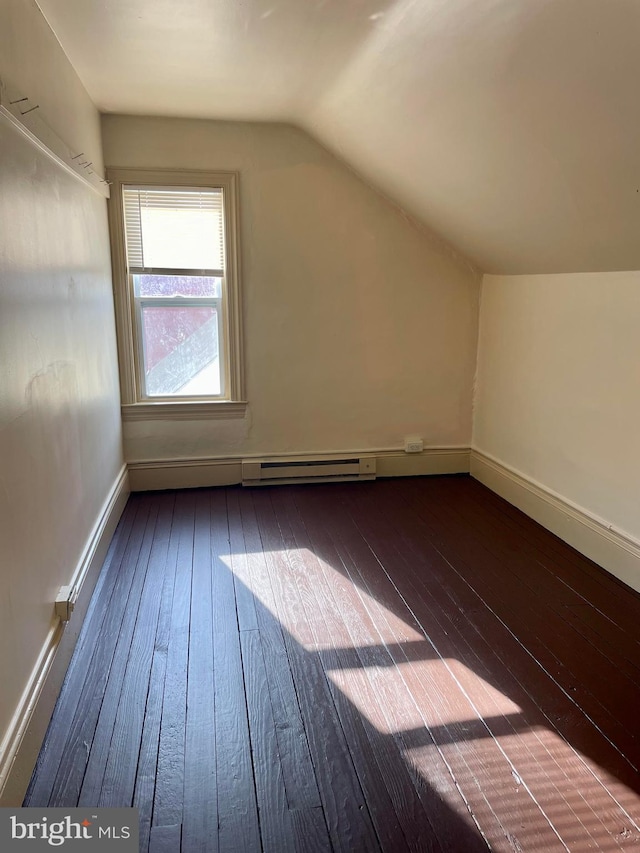 363 New St, Pottstown, PA 19464 - bonus room featuring dark wood-style floors, lofted ceiling, and baseboard heating