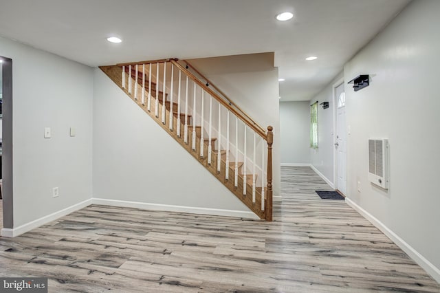 328 E Logan St, Bellefonte, PA 16823 - entryway with recessed lighting, wood finished floors, and stairs