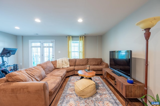2140 Elm Tree Knl, Charlottesville, VA 22911 - living area with wood finished floors and recessed lighting
