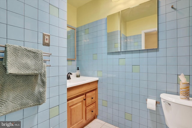 441 Barker Dr, West Chester, PA 19380 - half bath featuring tile walls, vanity, and tile patterned floors