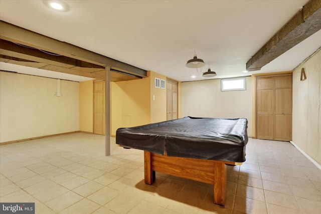 441 Barker Dr, West Chester, PA 19380 - game room with billiards table, light tile patterned floors, and recessed lighting