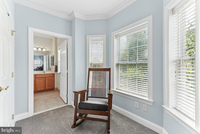 7000 Village Way Unit 408, Boothwyn, PA 19061 - sitting room with crown molding and carpet floors