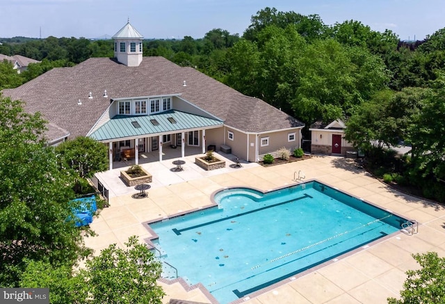 7000 Village Way Unit 408, Boothwyn, PA 19061 - outdoor pool with a patio area and an outdoor fire pit
