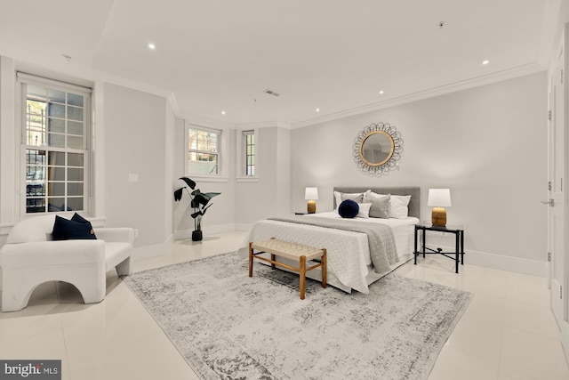 26 Rhode Island Ave NW Unit 1, Washington, DC 20001 - tiled bedroom featuring crown molding, multiple windows, and recessed lighting