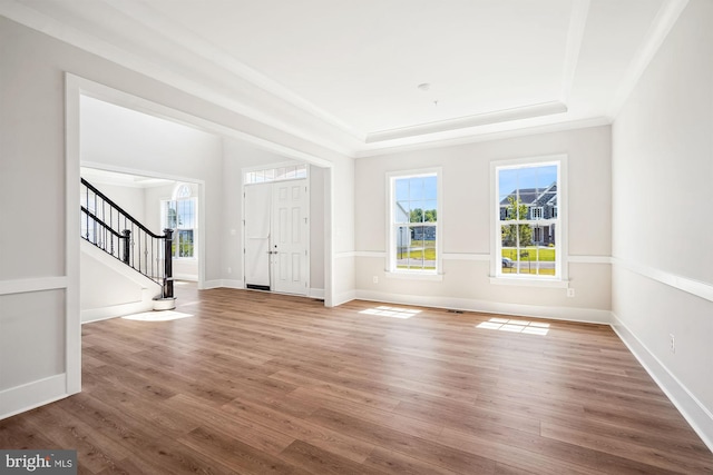 3904 Diplomat Ave, Bowie, MD 20721 - foyer entrance with a raised ceiling, stairs, and wood finished floors