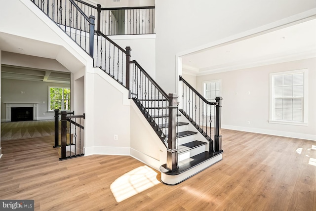 3904 Diplomat Ave, Bowie, MD 20721 - stairs featuring wood finished floors and a towering ceiling