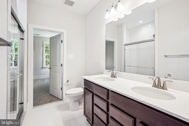 3904 Diplomat Ave, Bowie, MD 20721 - bathroom with double vanity, tiled shower, and tile patterned flooring