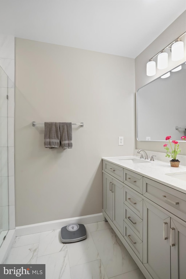 12941 Bridger Dr Unit 1611, Germantown, MD 20874 - full bathroom with marble finish floors, double vanity, and tiled shower