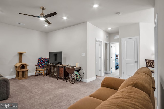 43 Boneset Dr, Gettysburg, PA 17325 - living room featuring carpet, a ceiling fan, and recessed lighting