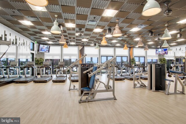 43 Boneset Dr, Gettysburg, PA 17325 - gym with floor to ceiling windows and wood finished floors