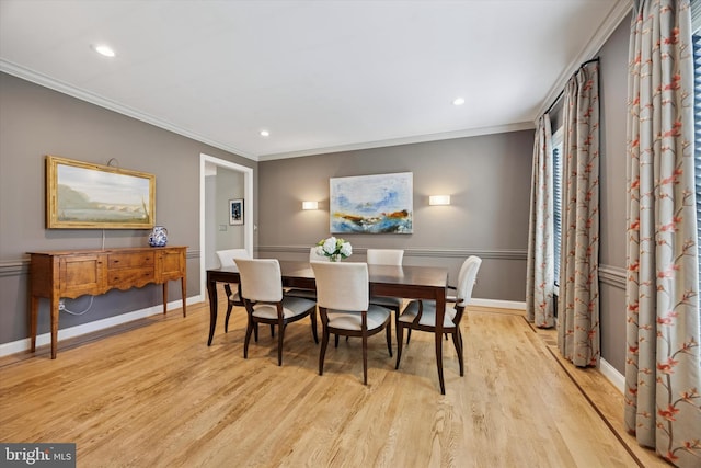 150 Waterview Dr, Glenmoore, PA 19343 - dining space with crown molding, light wood-type flooring, and recessed lighting